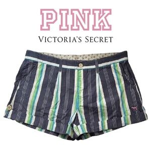 𝅺VICTORIA'S Secret VS PINK Stripe College Varsity Henley Shorts Cotton Y2K